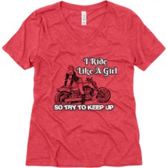 Ladies Relaxed Fit Super Soft Triblend V-Neck Tee