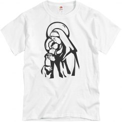Virgin Mary w/Christ child! Gray Tee w/Black graphic