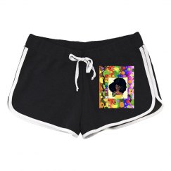 SMACKIN' DISTRESSED LOGO LADIES RELAY SHORTS (BLK/WTE)