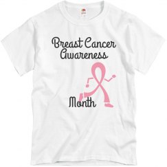 White tee w/ribbon man graphic