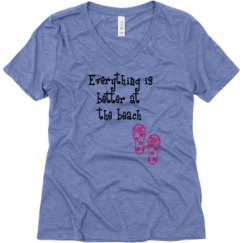 Ladies Relaxed Fit Super Soft Triblend V-Neck Tee