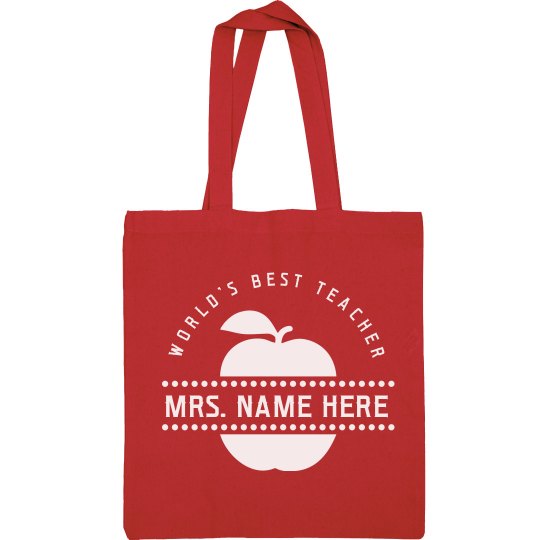 Cute World's Best Teacher Gift Canvas Tote Bag Customized Girl
