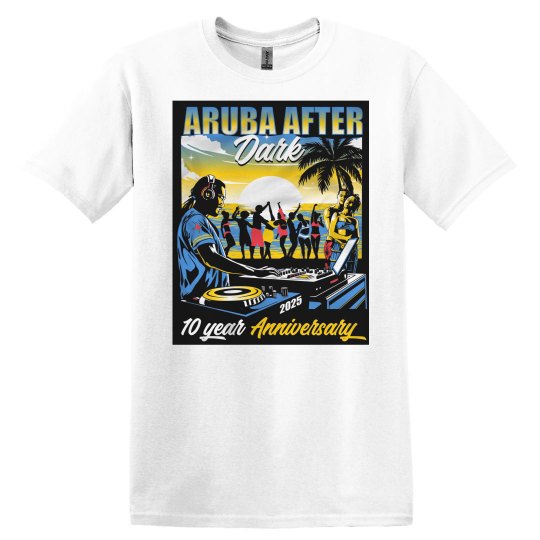 AAD 10TH ANNIVERSARY 2025 T-Shirt - ARUBA SUN & FUN AAD 10TH ANNIVERSARY 2025 T-Shirt - ARUBA SUN & FUN