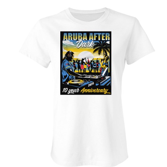 AAD 10TH ANNIVERSARY 2025 WOMEN'S TEE - ARUBA SUN & FUN AAD 10TH ANNIVERSARY 2025 WOMEN'S TEE - ARUBA SUN & FUN