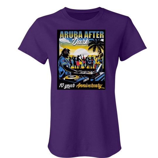 AAD 10TH ANNIVERSARY 2025 WOMEN'S TEE - ARUBA SUN & FUN AAD 10TH ANNIVERSARY 2025 WOMEN'S TEE - ARUBA SUN & FUN