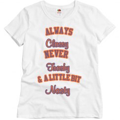 orange/purple tshirt