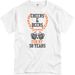 White birthday tee w/black & orange verbiage 