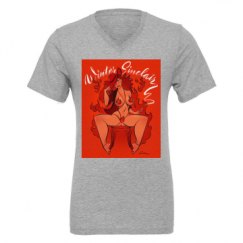 Unisex CVC Jersey V-Neck T-Shirt