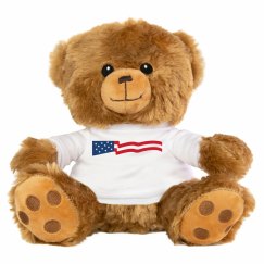 USA Flag Mini Brown Teddy Bear With T-Shirt