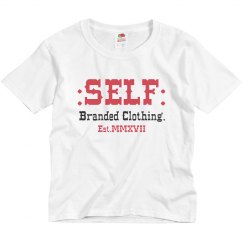 Youth SELF Branded White Red Blk