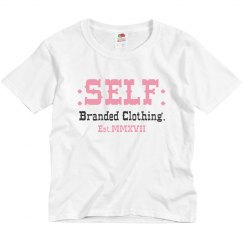 Youth SELF Branded White Pink Blk