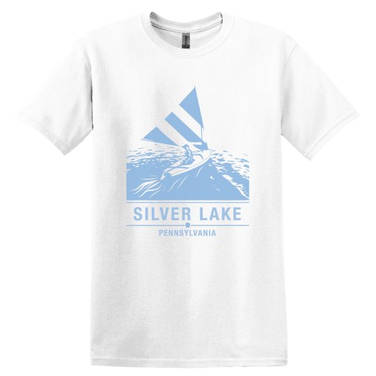 Adult unisex Hanes cotton tee with blue sailboat logo Adult unisex Hanes cotton tee with blue sailboat logo