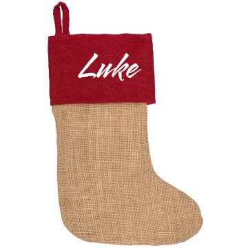 Custom Script Name Rustic Christmas - Personalized Burlap Holiday Stocking
