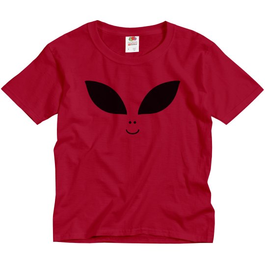 Alien face kids red t shirt. 