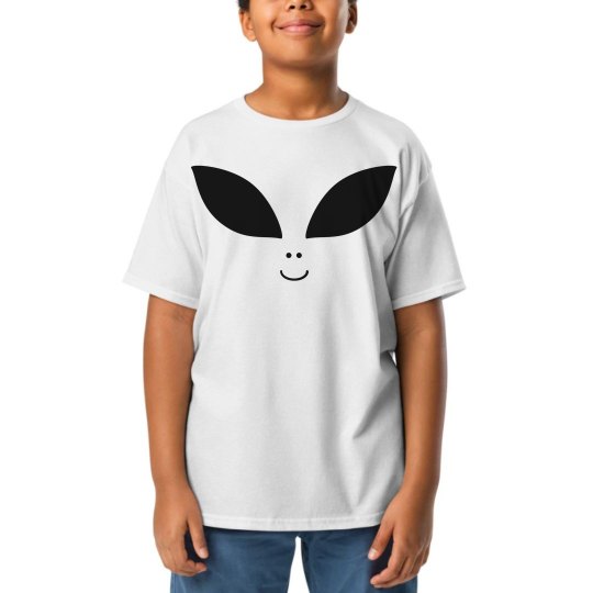 Alien face kids white t shirt. 