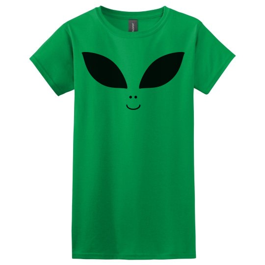 Alien face women's green t shirt. 