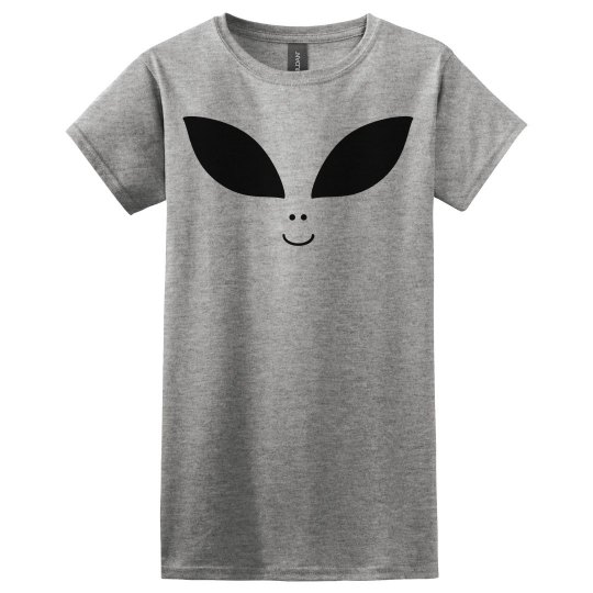Alien face women's grey t shirt. 