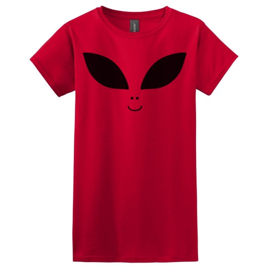 Alien face women's red t shirt. 