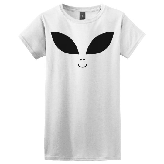 Alien face women's white t shirt. 