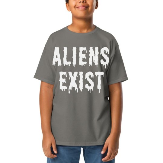 Aliens exist kids forest green t shirt. 