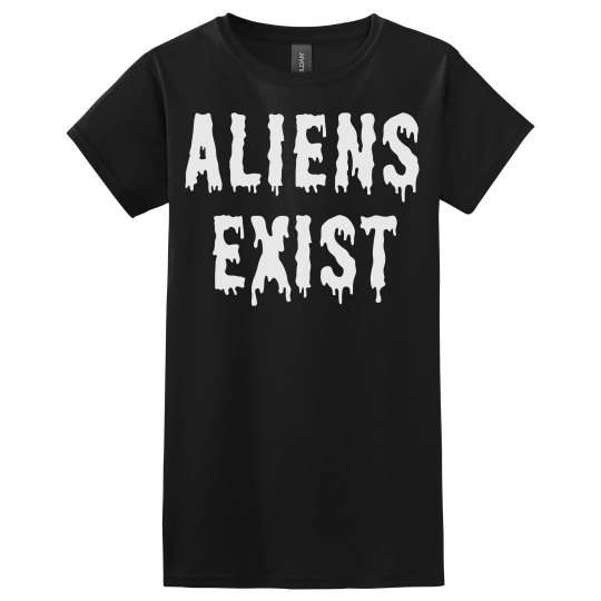 Aliens exist women's black t shirt. 