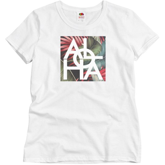 Aloha White Hawaii Vintage Palm Top