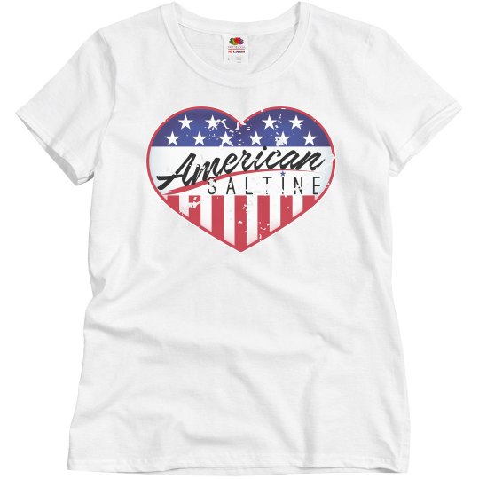 American Saltine - Ladies' Basic T - White - Distressed