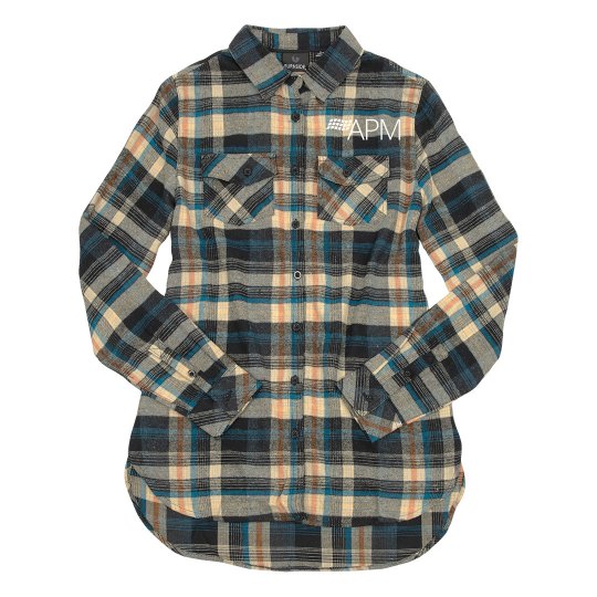 APM Ladies Long Sleeve Plaid Flannel Shirt