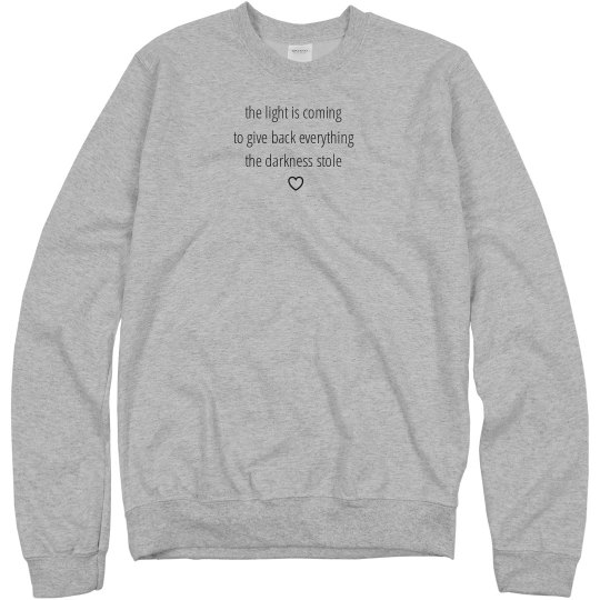 Ariana inspired "the light is coming ♡" sports crewneck