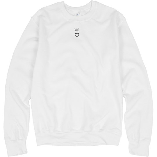Ariana inspired "yuh ♡" white crewneck