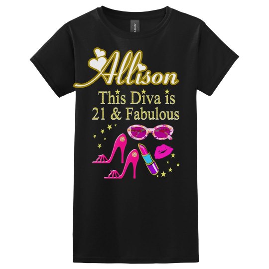 AWESOME 21 AND FABULOUS PERSONALIZED DIVA T SHIRT