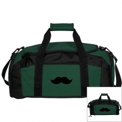 Hunter green duffel bag w/ mustache 