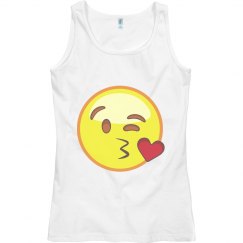 kissy emoji tank white