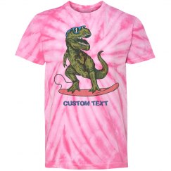 Surfing T-Rex Custom Text Tie-Dye T-Shirt