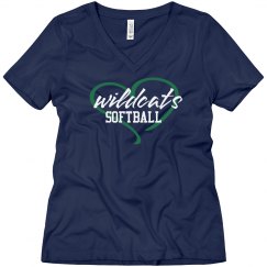 Wildcats Softball Love V-Neck Relaxed Black 