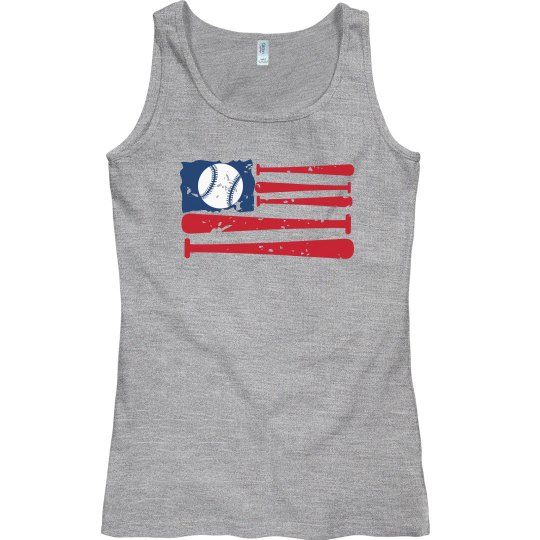 Baseball Flag tank - grey, red, white & blue