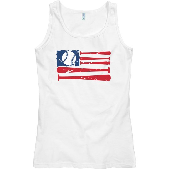 Baseball Flag tank - white, red, white & blue