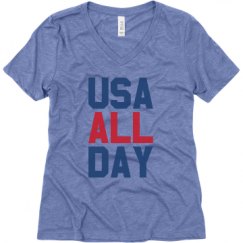 Ladies Relaxed Fit Super Soft Triblend V-Neck Tee