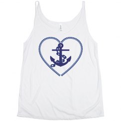 Navy Nautical Heart Anchor