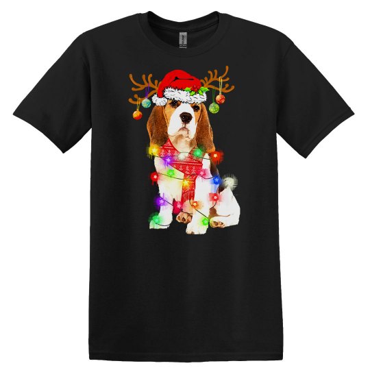 Beagle Christmas Funny Beagle Santa Hat Dog Reindeer Ch