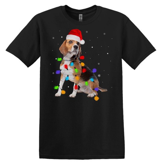 Beagle Xmas Beagle Lights Ugly Puppy Santa Hat Christma