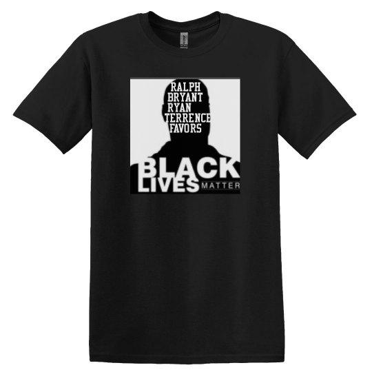 black tee w/black & white graphic