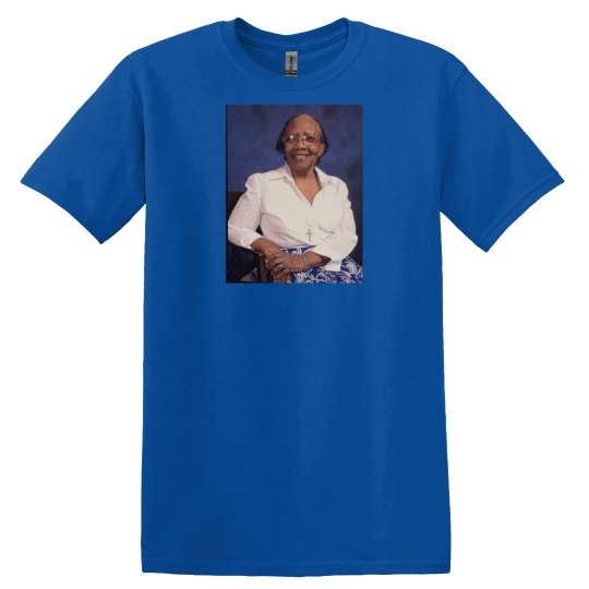 Blue tee w/granny Mac #1 graphic (with names) Blue tee w/granny Mac #1 graphic (with names)