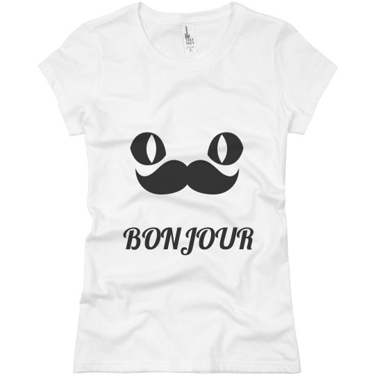 Bonjour/au revoir shirt with moustache