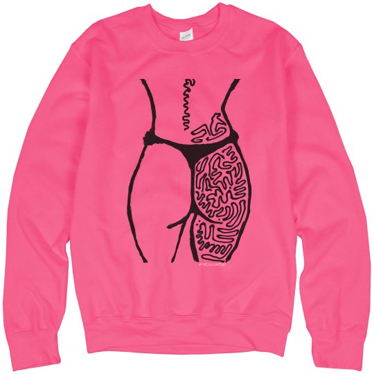 Booty in Black Caulk on Sweatshirt NEONS