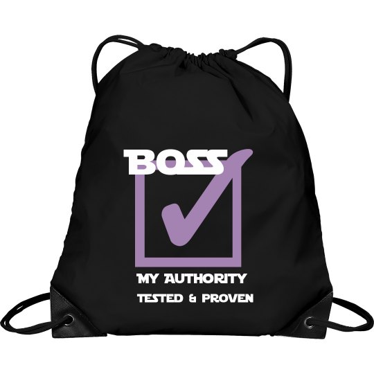 Boss purple check drawstring backpack 