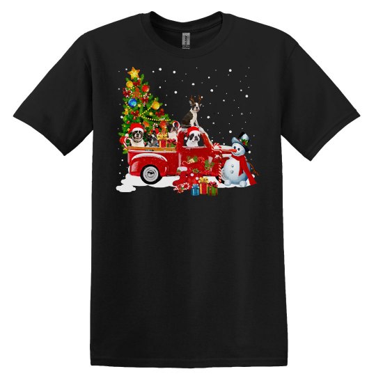 Boston Terrier Red Car Truck Christmas Boston Terrier D