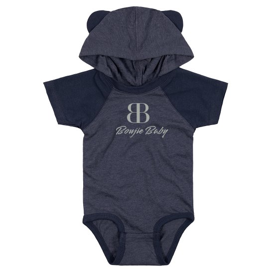 Boujie Baby Navy and Silver Bodysuit Teddy Bear Ears