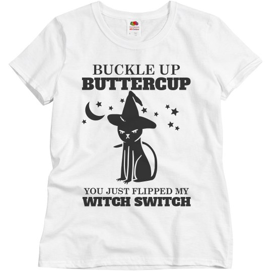 Buckle Up Butter Cup Witch Cat Shirt