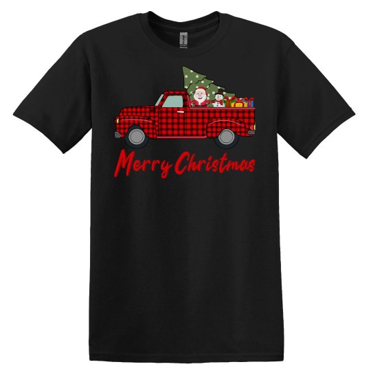 Buffalo Plaid Truck Merry Christmas Funny Buffalo Plaid